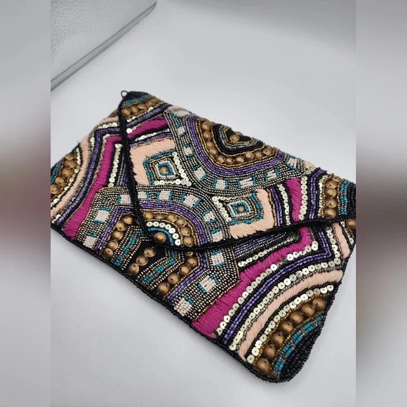 Women's Bohemian Beaded Clutch/Crossbody Bag Festival Summer Vacation Party - Picture 2 of 8